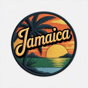 Jamaica-märke (3,1 tum) Broderat stryk- eller sy-på-märke Karibiska resor, sightseeing, ryggsäck, keps, hatt presentmärken