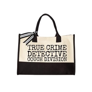 true crime detective bag bag, alternate angle — true crime tote