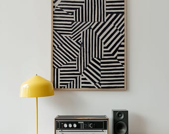 Black and White Geometric Abstract Wall Art | Modern Minimalist Striped Printable Poster | Bold Digital Download for Contemporary Home Decor