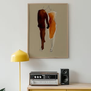 Romantic Couple Wall Art – Minimalist Abstract Line Drawing Print, Modern Love Artwork for Bedroom and Living Room Decor