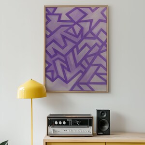 Abstract Geometric Wall Art Print Purple | Bold Modern Minimalist Digital Artwork | Mid Century Style Printable Poster for Home Office Decor