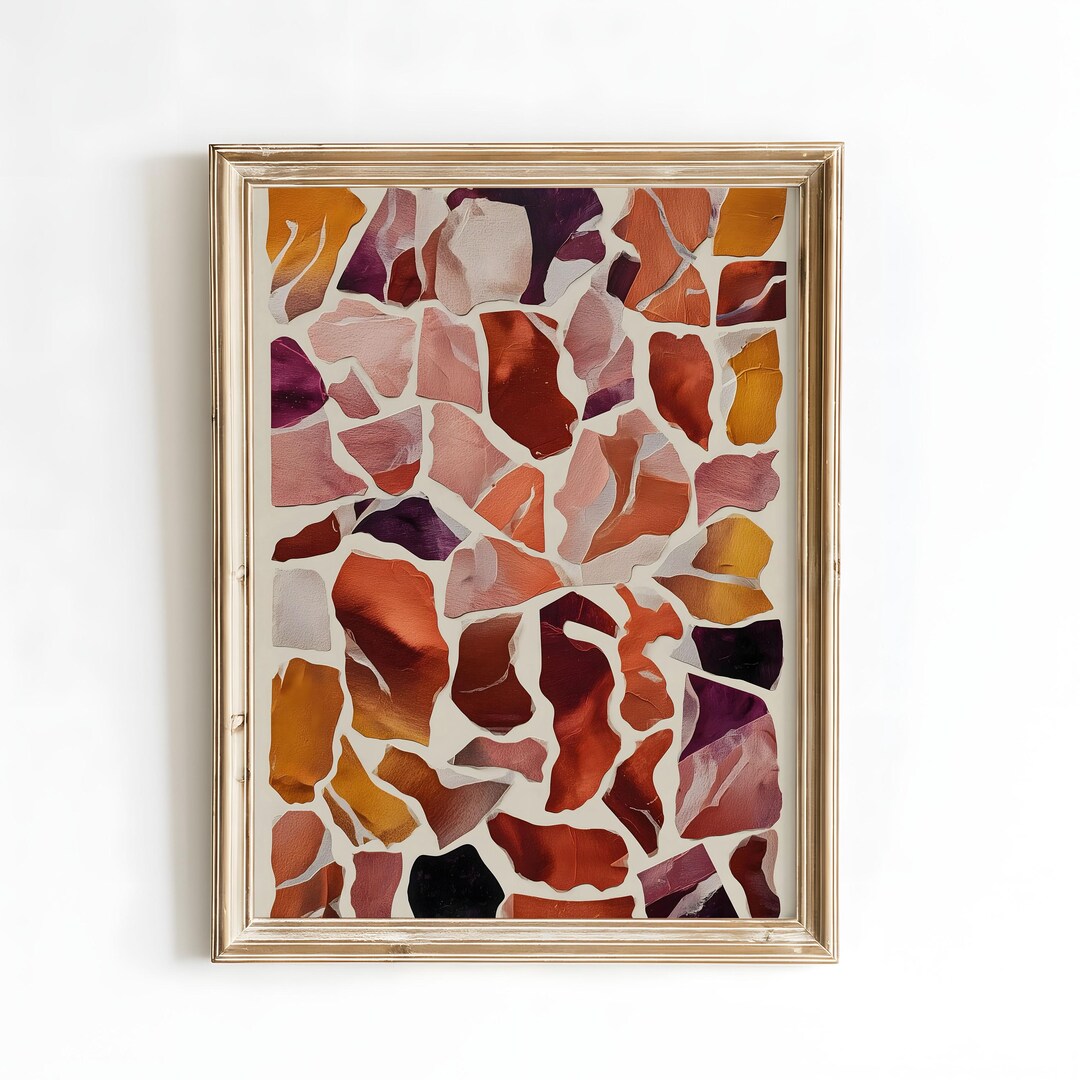 Abstract Terracotta Wall Art Print, Modern Geometric Shapes Poster ...