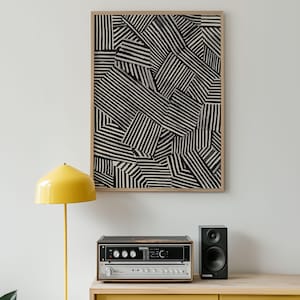 Black and White Geometric Wall Art Print | Modern Striped Abstract Digital Artwork | Minimalist Contemporary Printable Poster for Home Decor