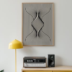 Optical Illusion Line Art – Modern Black & White Abstract Wall Print – Geometric Minimalist Home Decor for Bold Interiors