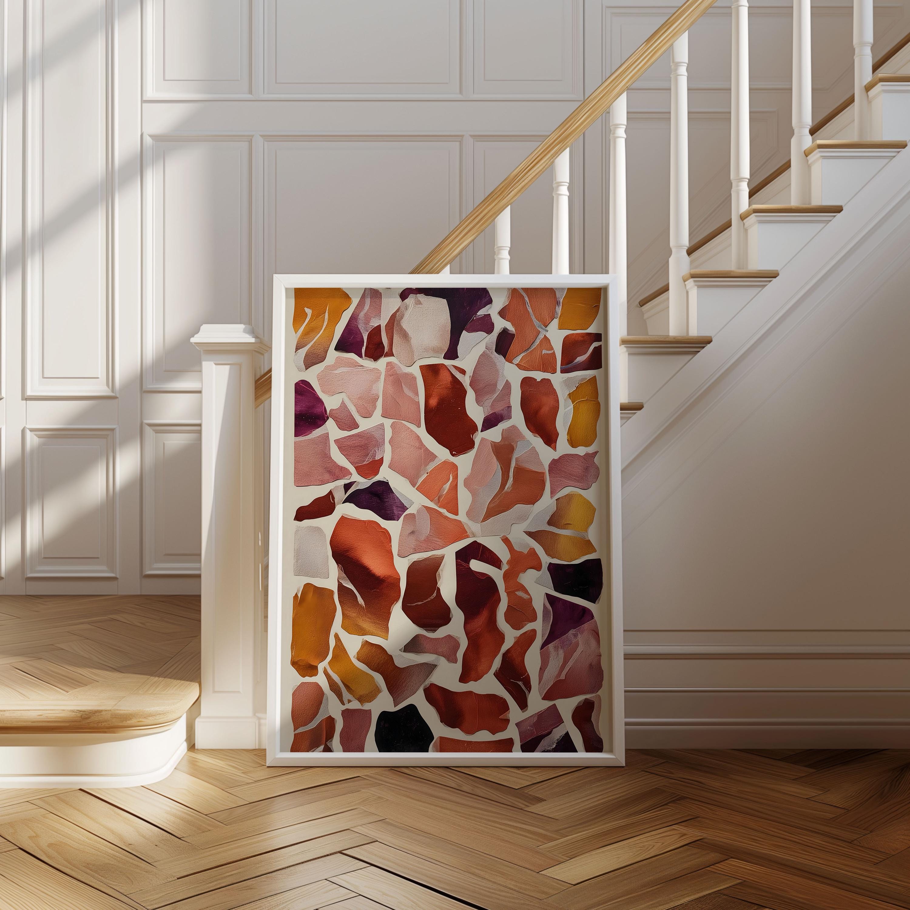 Abstract Terracotta Wall Art Print, Modern Geometric Shapes Poster ...