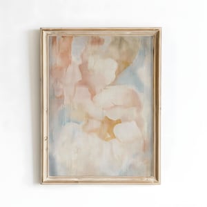 Soft Pastel Abstract Floral Print | Blush Beige Modern Wall Art | Digital Canvas for Bedroom or Living Room | Minimalist Texture Art