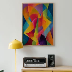 Colorful Abstract Wall Art | Modern Geometric Shapes Print | Bold Vibrant Art for Living Room, Bedroom, Office, Contemporary Decor