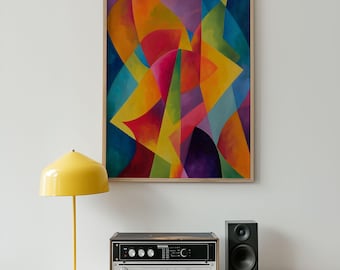 Colorful Abstract Wall Art | Modern Geometric Shapes Print | Bold Vibrant Art for Living Room, Bedroom, Office, Contemporary Decor