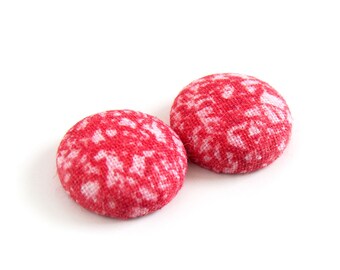 Scarlet red earrings - solid red stud earrings - red button earrings - red fabric earrings - simple post earrings - modern jewelry for her