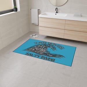 Felpudo con diseño de olas de tinta, diseño de olas costeras para interiores y exteriores