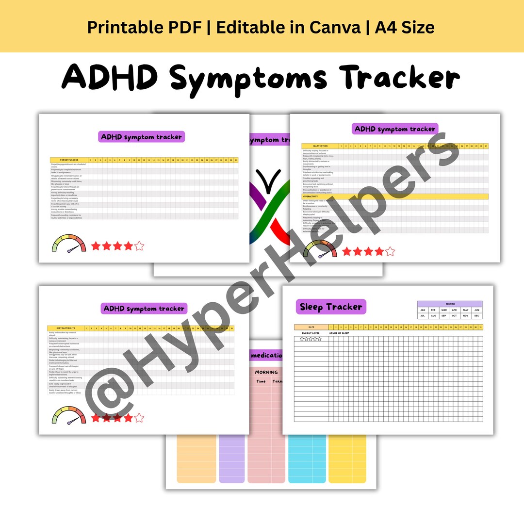 Adhd Ruler ADHD Tracker Printable A4 | Symptoms, Sleep & Medication Tracker ...