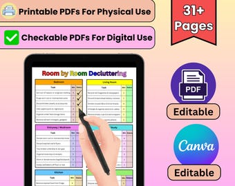 Editable ADHD Cleaning Planner Daily to Monthly Schedule & Checklists | Declutter Guide