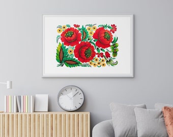 Poppies Digital Art Ukrainian Painting Petrykivka Ukraine Seller Ukraine Artist