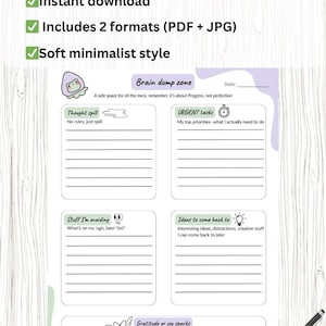 Printable ADHD Brain Dump & To-Do Planner | Mental Declutter Journal PDF | Neurodivergent-Friendly | A4 + Letter