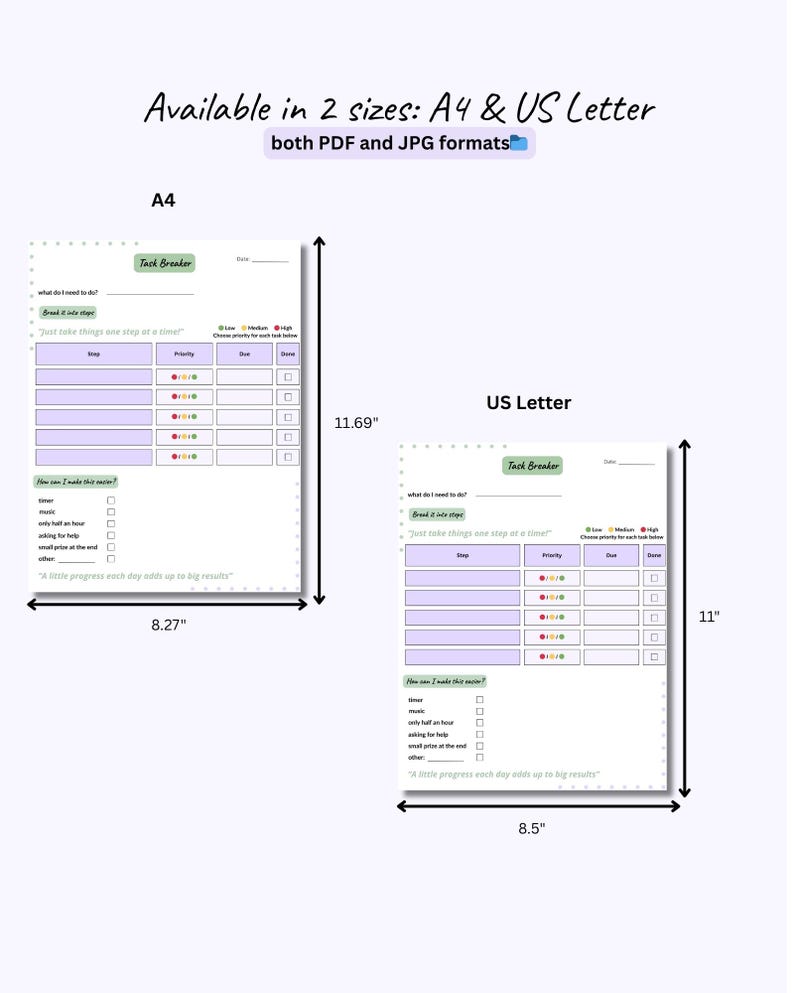 Task Breaker ADHD Printable | A4 + Letter PDF & JPG | Break Down Tasks ...