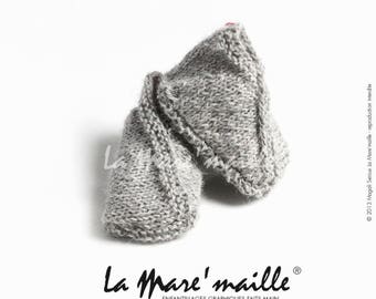 Hand-knitted gray Alpaca wool baby slippers La Mare'maille