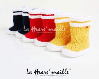 Bottes de pluie bébé en laine La Mare'maille hommage à la marque Aigle, inspirées du modèle Lolly Pop