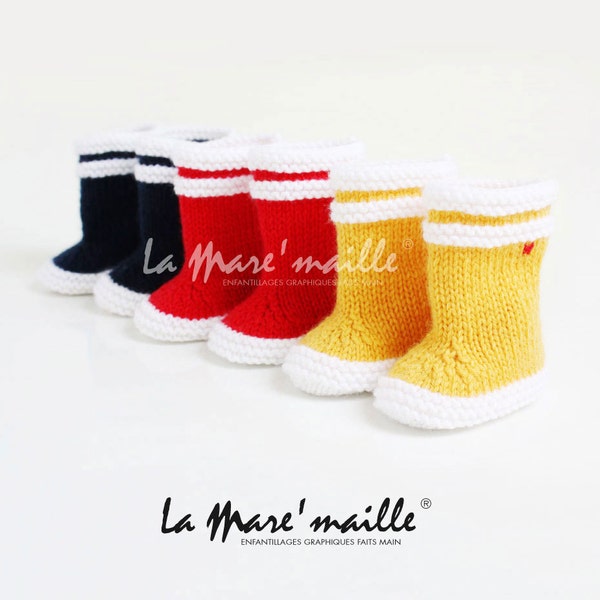 Bottes de pluie bébé en laine La Mare'maille hommage à la marque Aigle, inspirées du modèle Lolly Pop