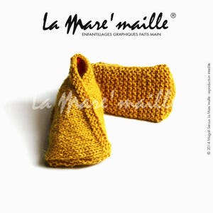 Chaussons bébé laine Alpaga jaune moutarde tricotés main La Mare'maille image 4