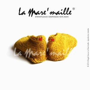 Chaussons bébé laine Alpaga jaune moutarde tricotés main La Mare'maille image 5