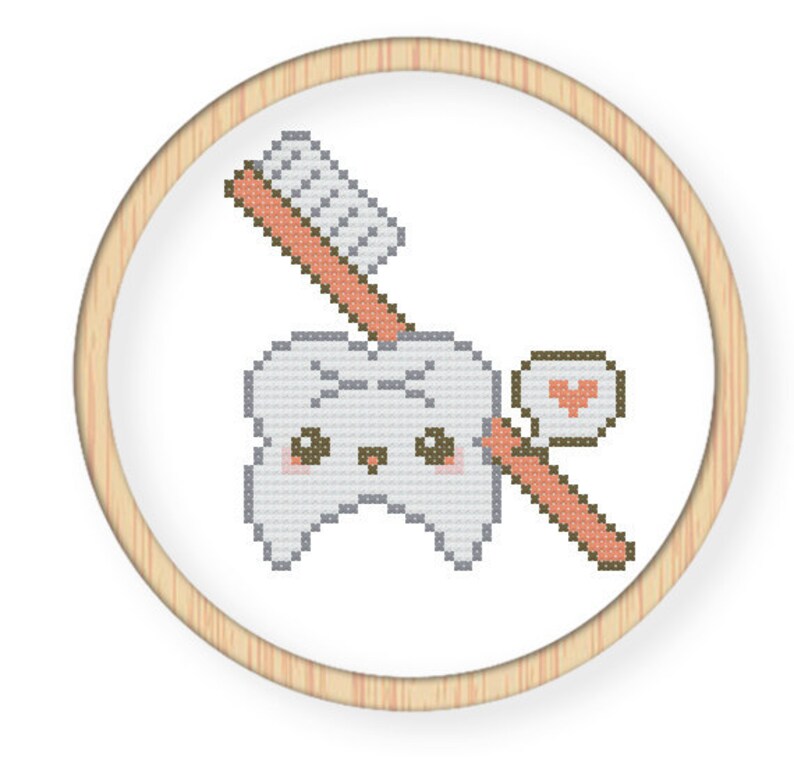 Instant Download,Free shipping,Cross stitch pattern, Crossstitch PDF,tooth and toothbrush,zxxc0044 image 2