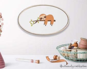 INSTANT DOWNLOAD,Free shipping,Cross stitch pattern,Woodland Nursery decor, Cute sloth,valentines day gift,beads pattern,zxxc20041401