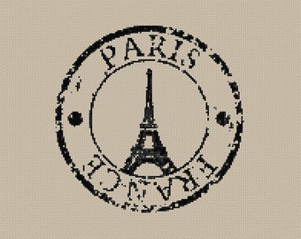 Instant download,Free shipping,Cross stitch ,Crossstitch PDF/JPEG,vintage  Eiffel tower postmark, paris,cross stitch pillow pattern,zxxc0369