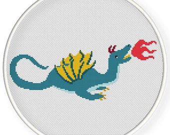 Instant download,free shipping,Cross stitch pattern, Cross-Stitch PDF,Dragon with fire ,zxxc0560