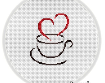 Instant Download,Free shipping,Counted Cross stitch pattern,Cross-Stitch PDF,I love coffee,zxxc20092702