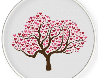 INSTANT DOWNLOAD,Free shippingCounted Cross stitch pattern,Cross-Stitch PDF,Love tree,valentine's day, zxxc0594