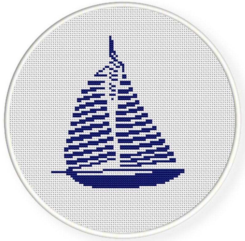 Instant download,free shipping,Counted Cross stitch pattern,Cross-Stitch PDF, sailboat,zxxc0359 image 1