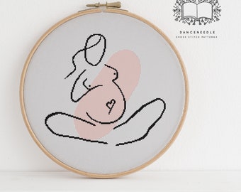 Instant Download,Free shipping,Counted Cross stitch pattern,Cross-Stitch PDF,Mother's Day, Motherhood,line art,zxxc21021501