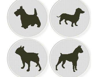 Cross stitch pattern sets , Sale ,4 Cross-Stitch PDF, dog  sets 4