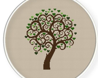 INSTANT DOWNLOAD,Free shippingCounted Cross stitch pattern,Cross-Stitch PDF,Love tree,valentine's day, zxxc0185