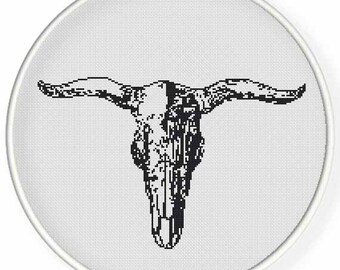 Instant download,free shipping,Cross stitch pattern, Cross-Stitch PDF,vintage cattle skull,zxxc0946