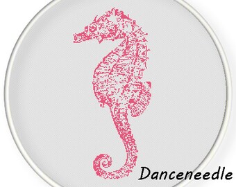 Instant download,Free shipping,Cross stitch PDF,pink sea horse,zxxc0894