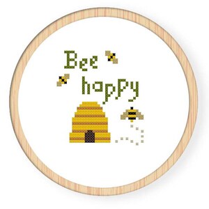 Instant Download,Free shipping,Cross stitch pattern, PDF,bee,be happy,zxxc0069