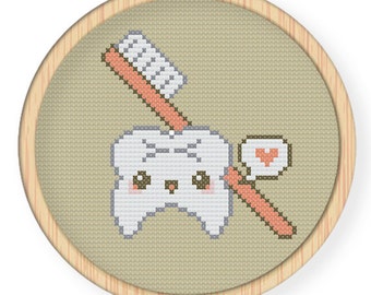 Instant Download,Free shipping,Cross stitch pattern, Crossstitch PDF,tooth and toothbrush,zxxc0044