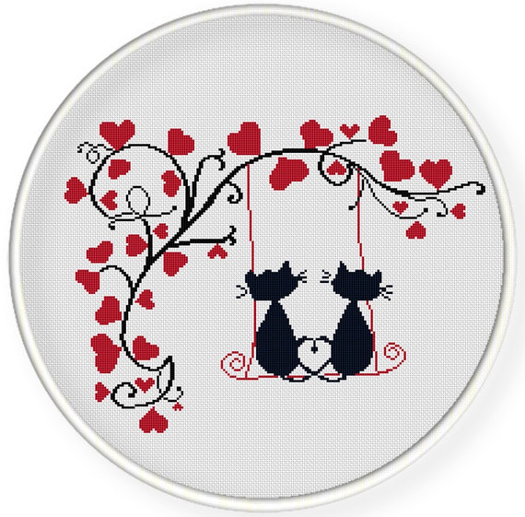 Heart and Cats 2 Cross Stitch Pattern Instant Download PDF -  Sweden