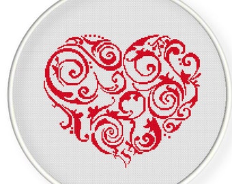 Téléchargement immédiat, livraison gratuite, croix modèle de point, Crossstitch PDF, coeur, coussin point, zxxc0194 de croix