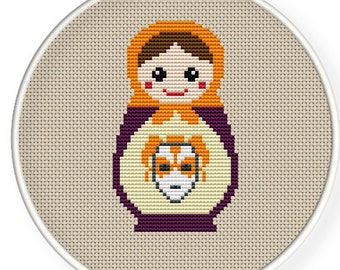 Instant Download, bezpłatna wysyłka, Cross Stitch wzór, Cross-Stitch PDF, maska rosyjski lalki, Matryoshka babushkas, zxxc0233