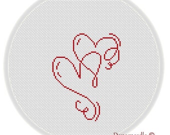 INSTANT DOWNLOAD,Free shipping,Cross stitch pattern, Crossstitch PDF,beads pattern,heart,lovers gift,valentine's day,wedding ,zxxc20092504