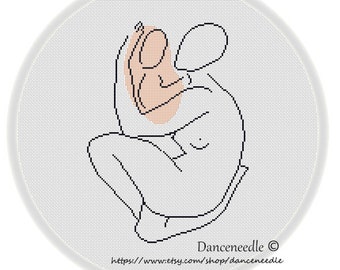 Instant Download,Free shipping,Counted Cross stitch pattern,Cross-Stitch PDF,Mother's Day, Motherhood,line art,zxxc21011201