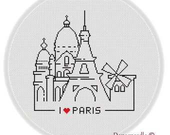 INSTANT DOWNLOAD,Free shippingCounted Cross-Stitch PDF,Friendship gift ,gift for couples,i love paris  ,landmark,landscape,city stitch