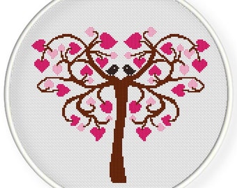 INSTANT DOWNLOAD,Free shippingCounted Cross stitch pattern,Cross-Stitch PDF,Love tree,love birds,valentine's day,wedding gift, zxxc0504