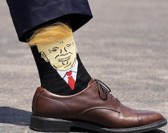 Donald Trump Hair Socks – Funny Novelty Socks – Political Gag Gift – Weird & Unique Socks – Trump ICE Meme