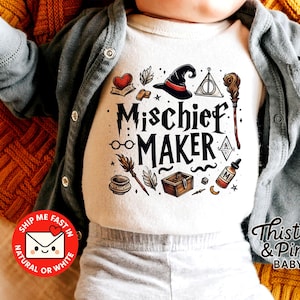 Wizard Mischief Maker Baby Onesie® • Funny Magic Baby Outfit • Fantasy Toddler Shirt