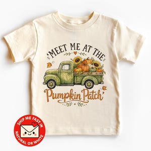 Meet Me At The Pumpkin Patch Kids T-Shirt – Vintage Green Truck