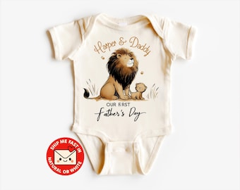 Body de bebé León y cachorro para el primer Día del Padre | Body Rey de la Selva | Regalo para el primer Día del Padre | Camiseta Safari para recién nacido