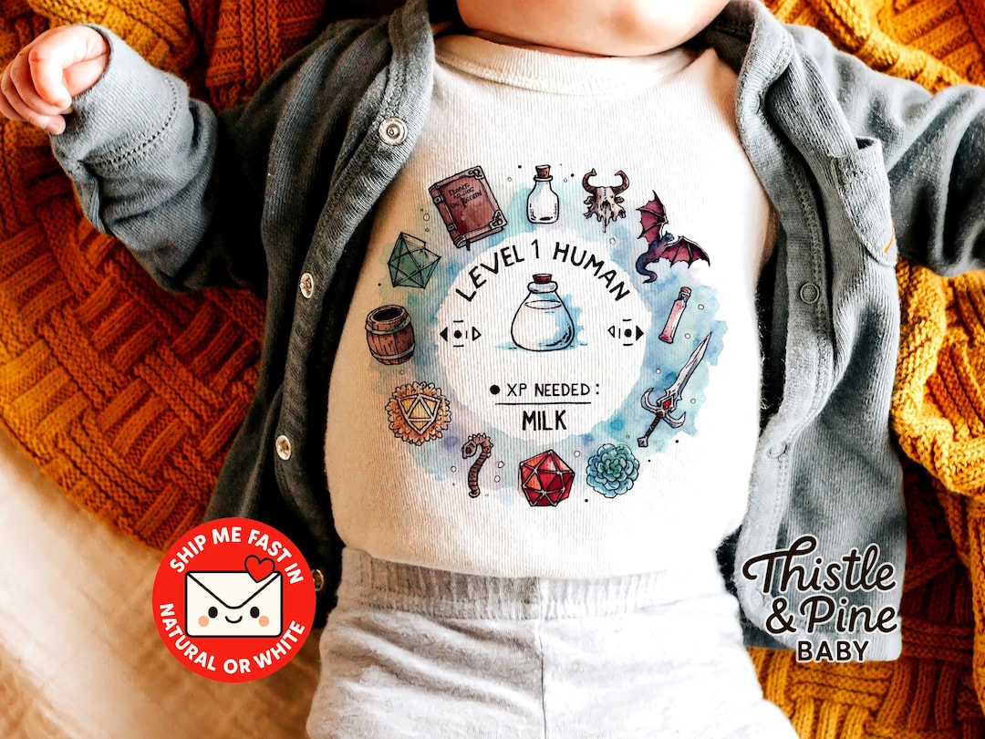 Level 1 Human DND Baby Onesie® – RPG Gamer Baby Bodysuit, Nerdy Newborn ...